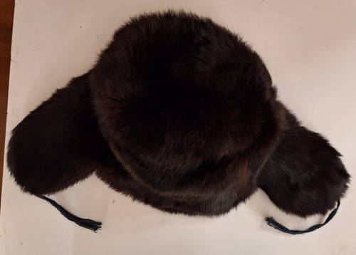 VINTAGE ELEKTRA RUSSIAN BLACK MINK FUR TRAPPER HAT MINT CONDITION
