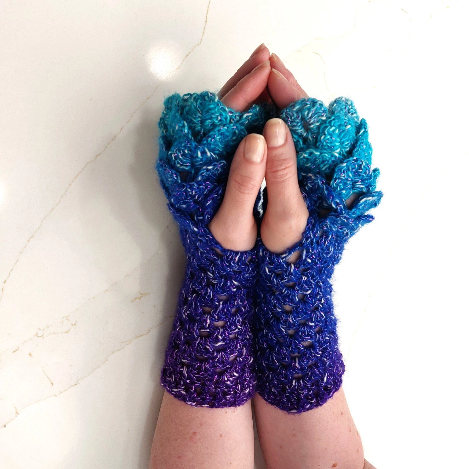 Mermaid Scales Fingerless Gloves Dragon Cosplay Handmade Fantasy Crochet Costume