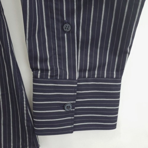 Ermenegildo Zegna Shirt Mens XL Blue White Striped 100% Cotton City Button-Up - Picture 4 of 11