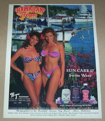 1985 print ad - Hawaiian Tropic bikini SEXY GIRLS Cathy Virzi
