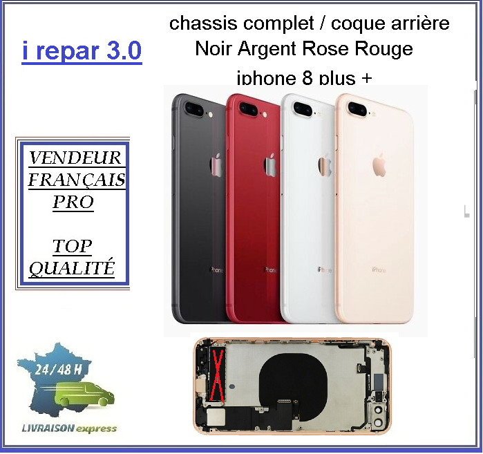 Coque arrière pré montée iPhone 8+ pour rénover votre téléphone Rose