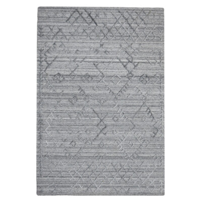 Eco-Friendly Hand-Woven Overtufted Kilim Rug in Polypropylene - Geometric Silver