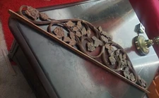 Vintage Cast Iron Door Pediment Scroll  Art Wall Architectural bracket 33" Long