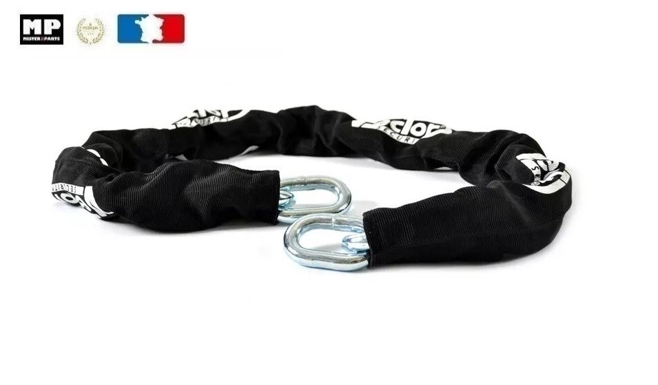 Chaîne antivol moto quad scooter VECTOR 1,30m x 13mm robuste pour antivol de vélo et deux-roues