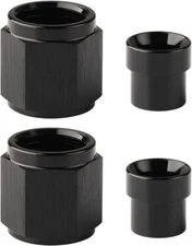 2PCS 6AN Female To 3/8" Tube Nut & Sleeve 37 Degree Aluminum Black Hardline