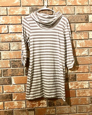 Canyon River Tunic Dress Cowl Neck Mini Soft  Modal Blend Striped Size M