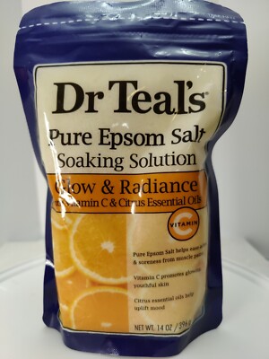 Dr Teals Epsom Salt Soaking Solution Glow & Radiance Vit C Citrus - 14oz Bag