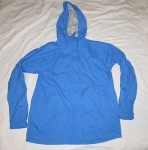 LL Bean Rain Coat Jacket Womens Medium Blue Lightweight Hooded Clean ...