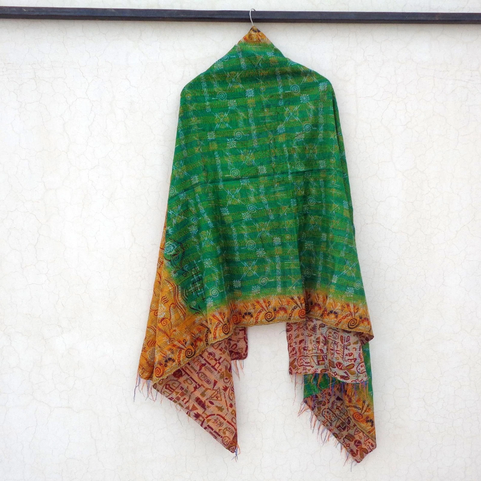 Silk Kantha Scarf Head Wrap Stole Dupatta Collar Neckerchief Scarves
