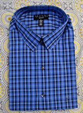 AlfaTech by Alfani Men's Slim-Fit Gingham Dress Shirt Blue 17-17.5 34-35