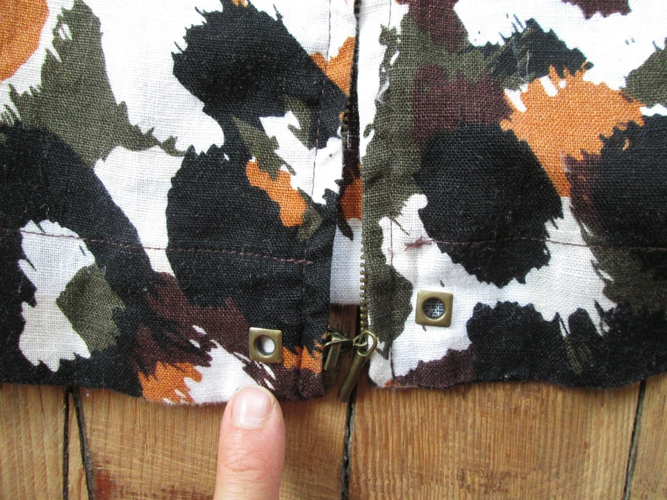 Lo último Camisa Grande Algodón Chaqueta Ligera Cremallera Completa 100% Lino Lino Leopardo Marrón Estampado Foto 3 de 4