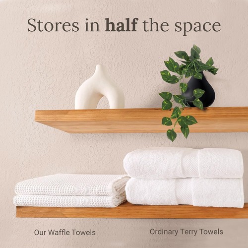 Elegant Waffle Weave Bath Towels Set - Super Absorbent, Machine Washable Cotton - Picture 7 of 9