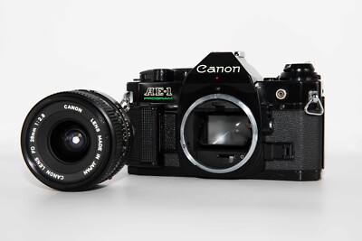 キャノン Canon AE-1 Program フィルム FD 28mm F2 Near Mint] Canon AE-1 Program Black Data Back w/ NFD 28mm F2