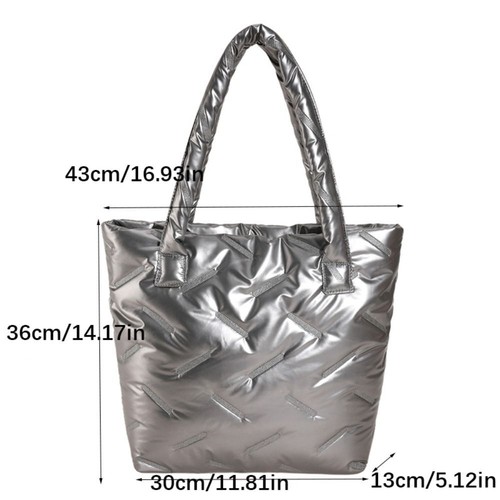 Large Capacity Cloud Handbag Quilted Down Padded Space Cotton Handbag Travel - Picture 2 of 17