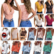 Women Summer Short Sleeve Button T Shirt Tee Loose Tops Size Plus Blouse Casual