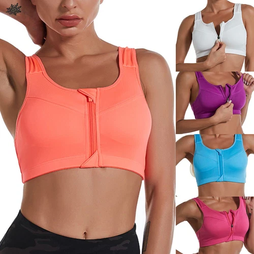 Verstellbarer Gepolsterter Fitness Sport-Bh Mit Reißverschluss Vorne FürDamen In - Bild 3 von 14