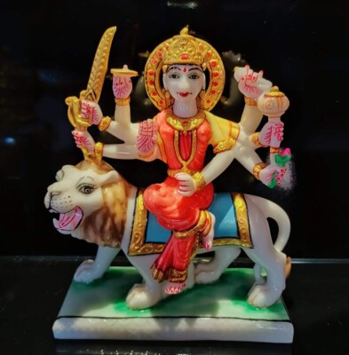 Marble Ashtabhuj Maa Durga Devi Statue Durga ji Idol for Home Temple Decor