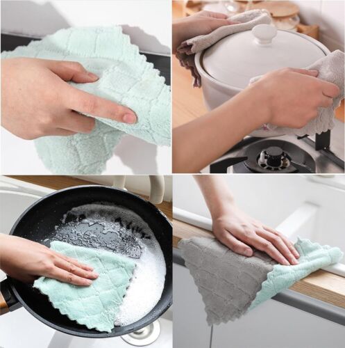 Super Absorbent Cleaning Cloths Microfiber Dishtowels Soft Cloth Rags, 10-Pack - Picture 2 of 4