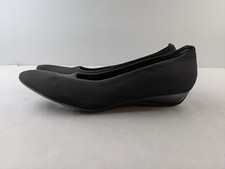 Salvatore Ferragamo Italy Balmy Women 9 M Black Stretch Fabric Low Wedge Loafer