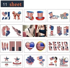 Patriotic Temporary Tattoos, Independence Day Tattoo Stickers 4th of July