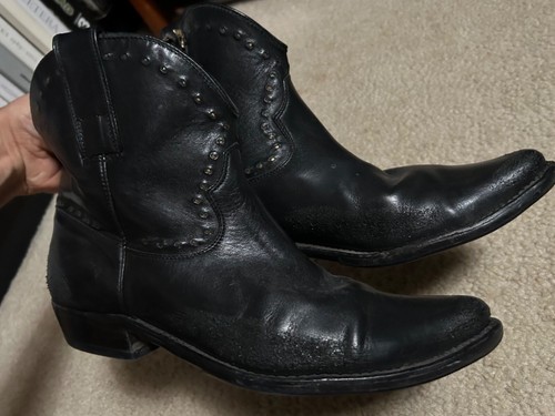 Vintage GOLDEN GOOSE Western COWBOY ANKLE BOOTS 'Side-Zip' SIZE EU 40, US 10 - Picture 3 of 19