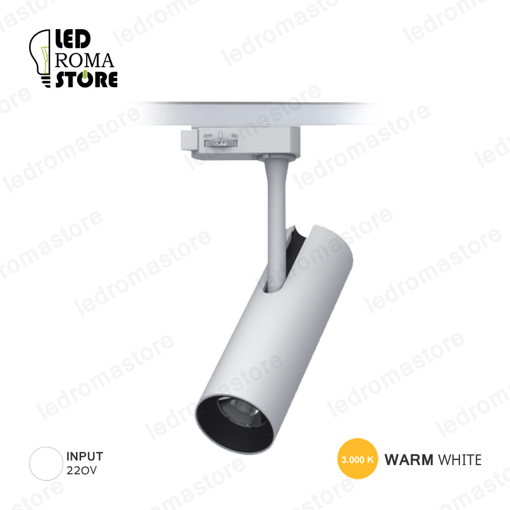Faretto Professionale LED Binario 20W 3000K Bianco - Alta Efficienza