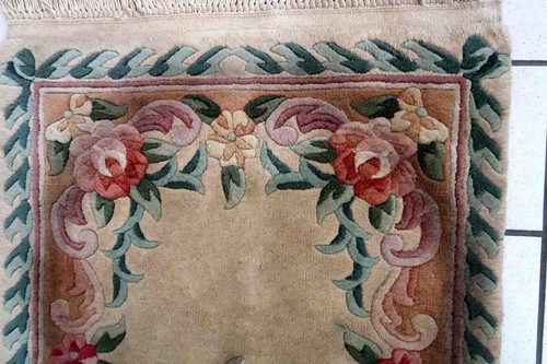 Alfombra anejo Chino Art Deco hecho a mano 63cm x 125cm 1960s - 1C931 - Picture 10 of 10