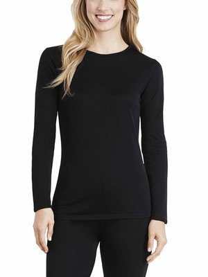 women's cuddl duds thermal long sleeve crewneck