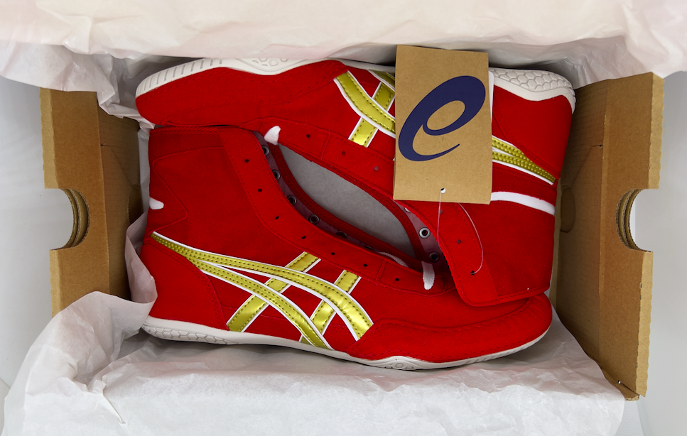 asics Boxing Wrestling Shoes Red Gold Line White 1083A001 EX-EO