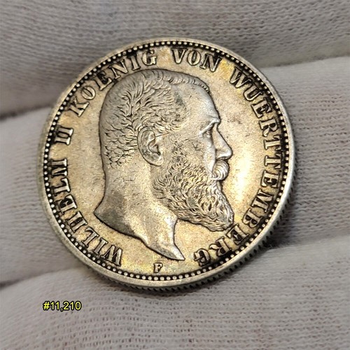 1904 F German States Wurttemberg Silver 2 Mark WILHEM II WILLIAM - Picture 9 of 15