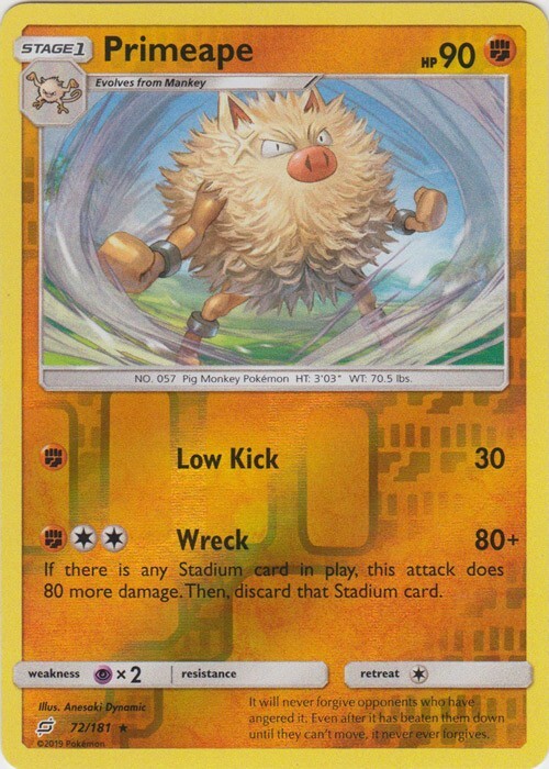 Reverse Holo Primeape 72/181 Rare SM - Team Up
