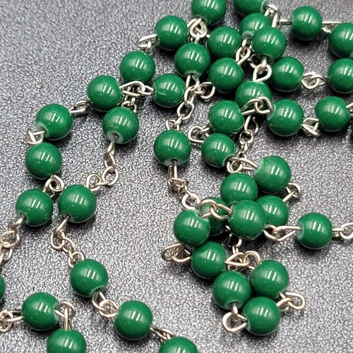 Saint Jude Rosary Silver tone Green Beads - Picture 7 of 8