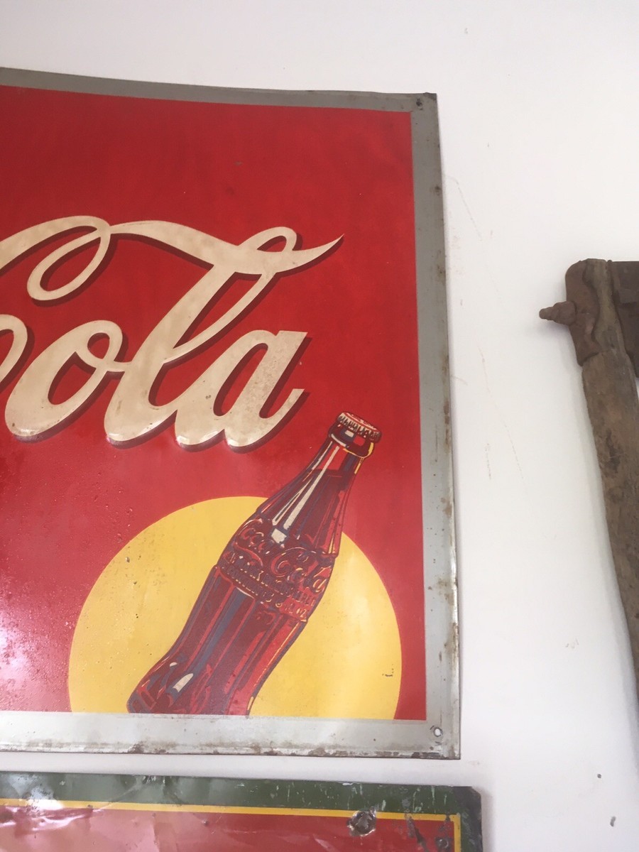 1940’s USA コカコーラ Vintage Coca Cola Sign: Original 1940's Die Cut Porcelain 6 Pack