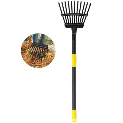 Leaf Rake for Gardening, Adjustable Metal Garden Rake for Leaves Long Handle ...
