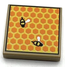 Lego New Dark Tan Tiles Flat Smooth 2 x 2 Beehive Frame Orange Yellow Honeycomb