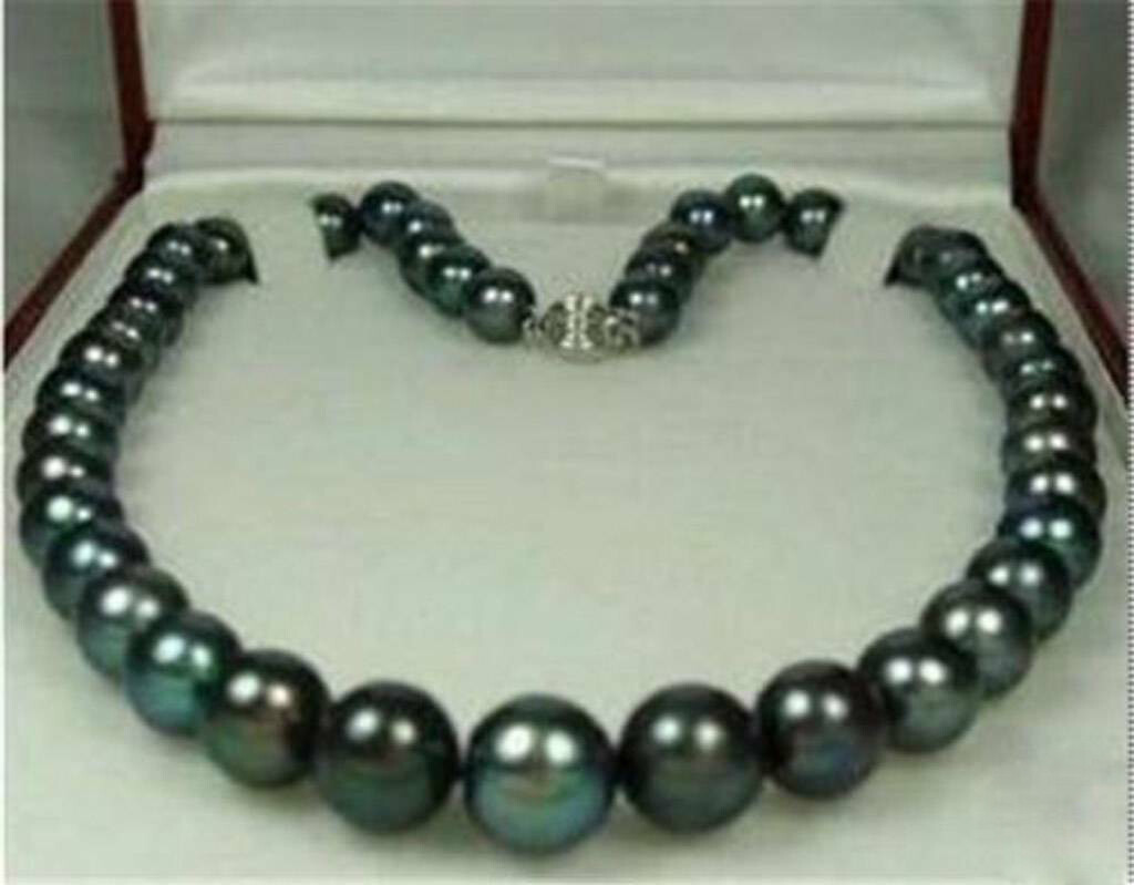 18 INCHES RARE 11-12MM NATURAL SOUTH SEA BLACK GREEN PEARL NECKLACES 18 INCHES RARE 11-12MM NATURAL SOUTH SEA BLACK GREEN PEARL NECKLACES