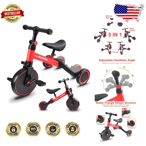 Versatile 5-in-1 Balance Bike and Tricycle for Toddlers 1-3: Adjustable & Safe