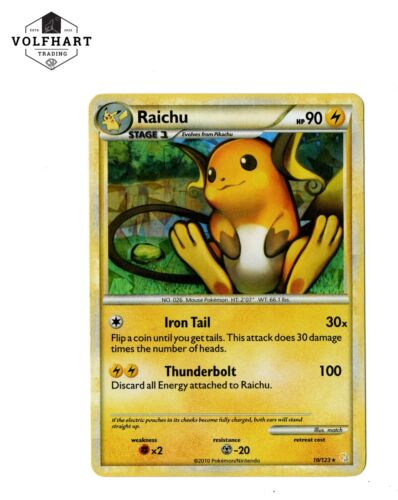 Pokemon Raichu - 10/123 - HGSS - Cracked Ice Holo Rare - Deck Exclusive NM - Picture 1 of 3