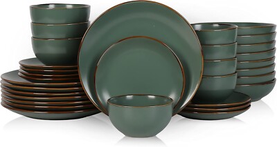 Stone Lain Brasa Modern Stoneware 16 Piece Dinnerware Sets, Plates