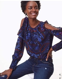 smocked cold shoulder top