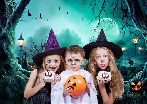 Dudaacvt 7X5FT Halloween Backdrop Horror Moon Night Scary 7x5ft, green - Picture 2 of 7