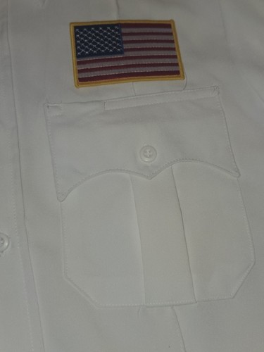 Funny Mens White Security Officer Uniform Button Front Shirt Insecurity Patches - Picture 5 of 10