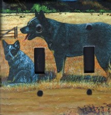 Australian Cattle Dog double toggle light switch plate, made in USA