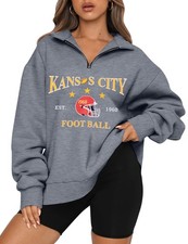Football Sweatshirt for Game Day Graphic 1/4 Zip Shirts Football Team Fans Lo...