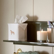 Anthropologie Embroidered Tissue Cover Golden Retriever
