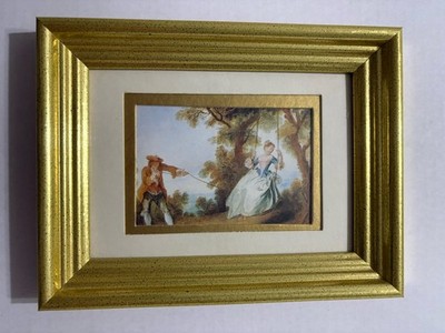 Framed Rococo Print 8 3/4 X 6 3/4 Inches The Swing Nicolas Lancret