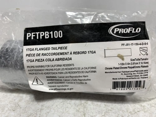 ProFlo PFTPB100 Flanged Tailpiece 1-1/2" x 4" 17GA Brass - Picture 2 of 4