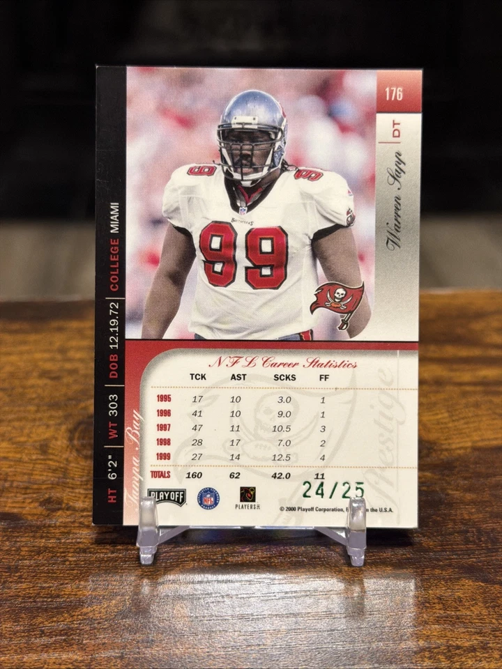 2000 Playoff Prestige #176 Warren Sapp Green Spectrum 24/25  - Image 2 of 2