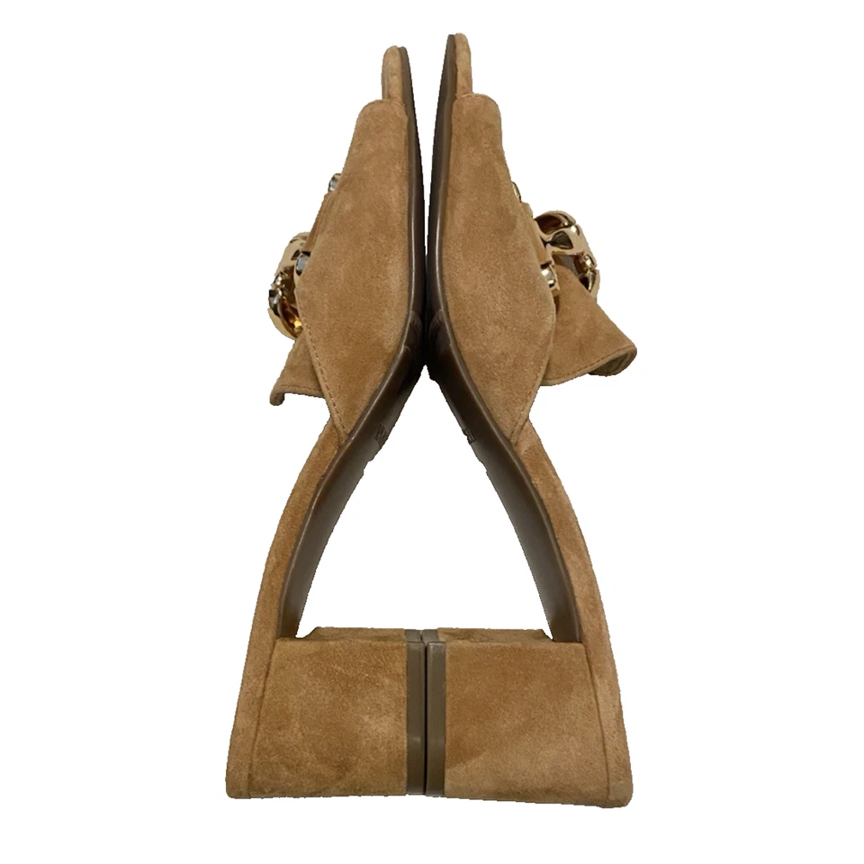 Sandalias de vestir Vaneli de gamuza para mujer EE. UU. 9 UE 40 cuero topo tacón de cuña zapato Foto 3 de 4