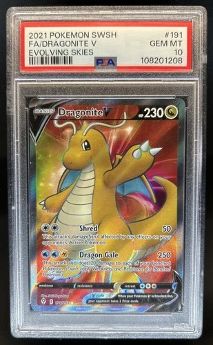 2021 Pokemon SWSH Evolving Skies Dragonite V #191/203 PSA 10 GEM MINT